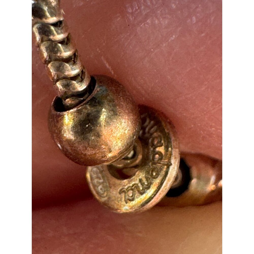Dyadema Sterling Silver Yellow Rose Gold Gilded Beads Adjustable Anklet Bracelet - Picture 5 of 6